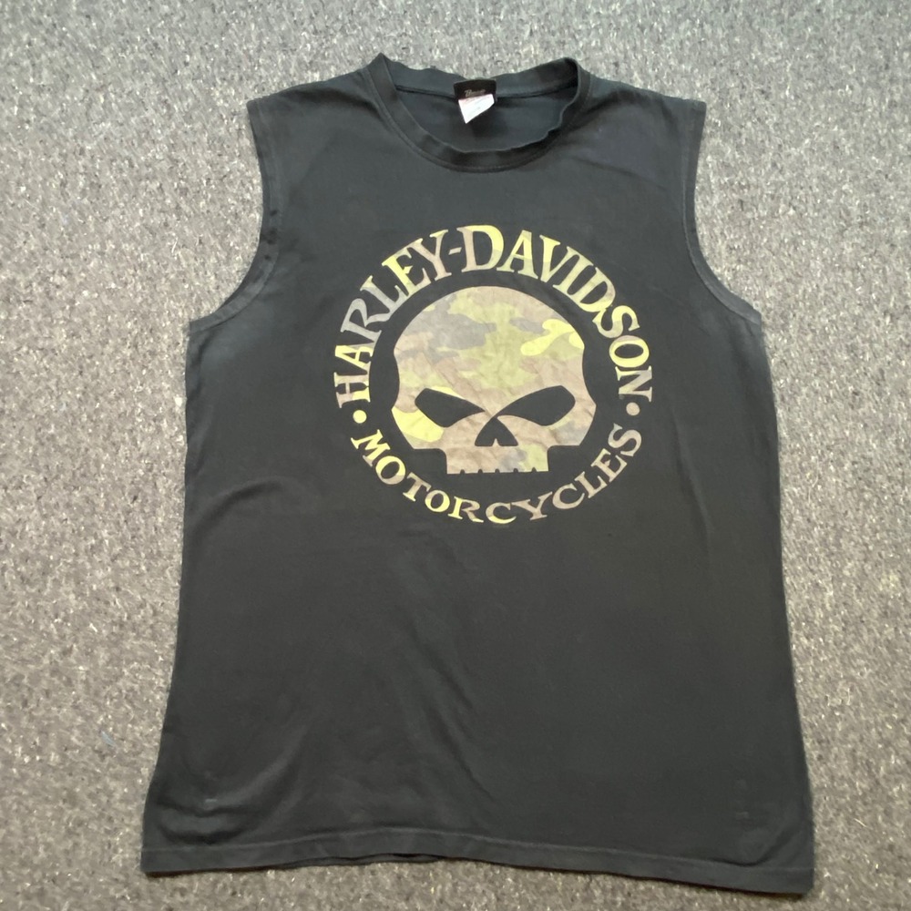 Harley-Davidson Black Tank Top with Camouflage Skull Logo
